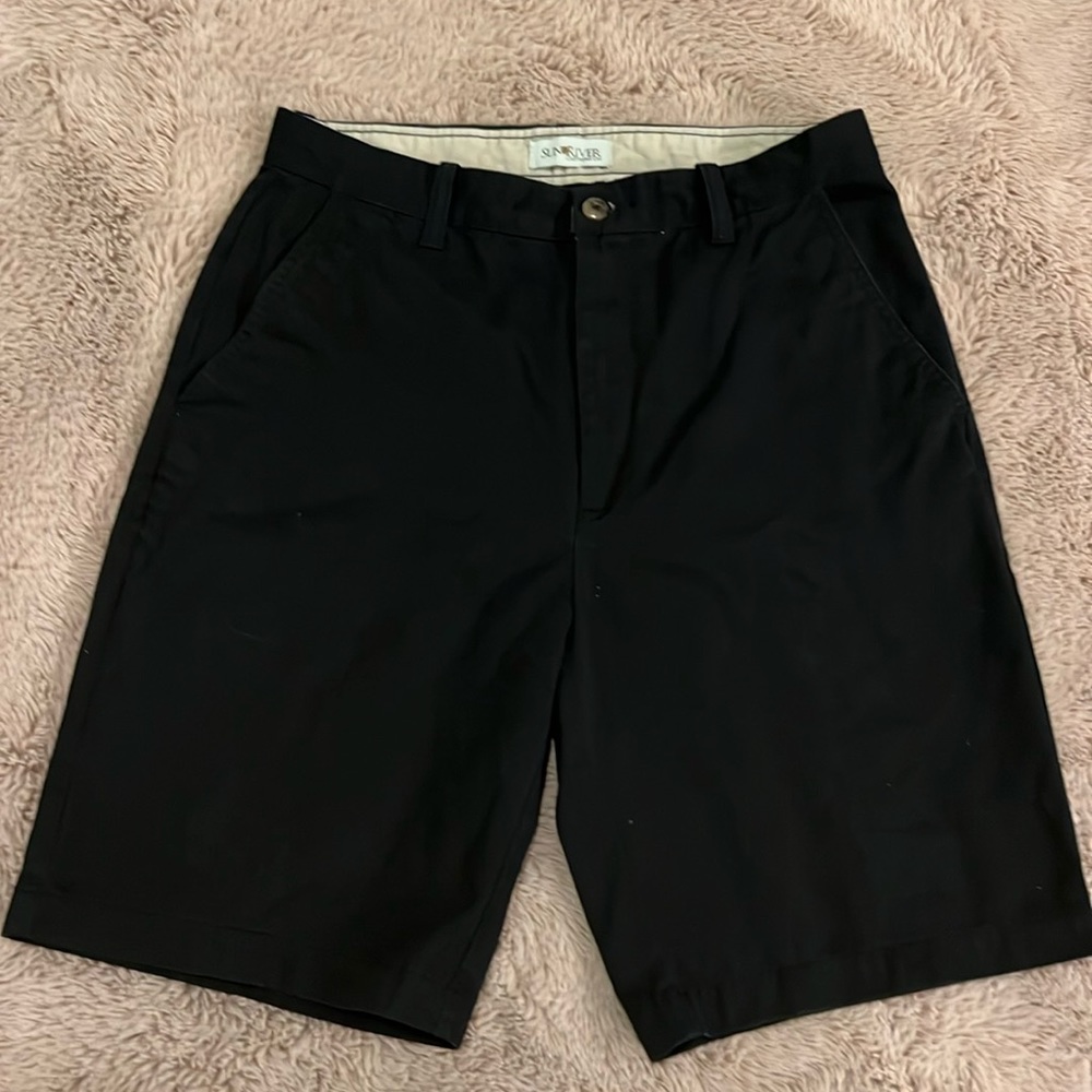 Sun River Clothing Co. black dress shorts zipper button belt loops men’s size 32